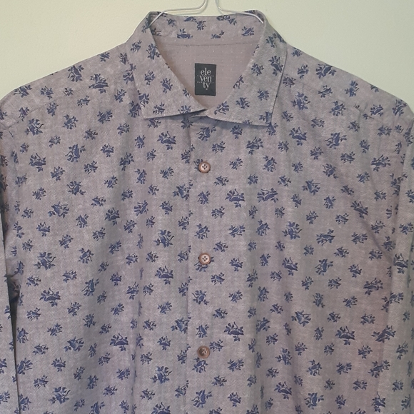 Eleventy Dress Shirt GRAY/blue Made in Italy Men Designer buttoned shirt 17/L - Picture 2 of 8